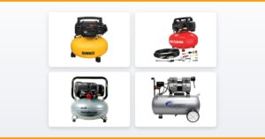 Four of the best portable air compressors of 2026: DEWALT DWFP55126, CRAFTSMAN CMEC6150K, Metabo HPT EC914S and California Air Tools 8010