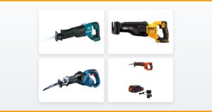 Makita XRJ05Z, DeWalt DCS386B, Bosch GSA18V-125N and BLACK+DECKER BDCR20B cordless reciprocating saws compared